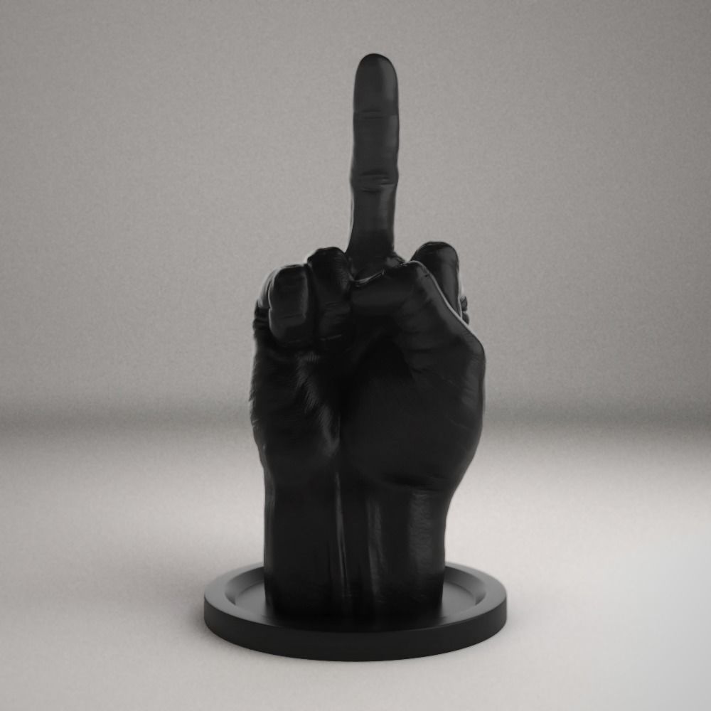Middle Finger Sculpture - STL File 3D print model_10