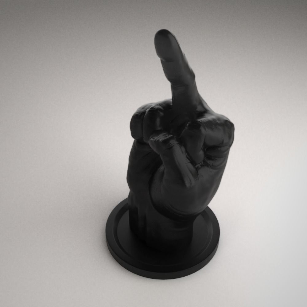 Middle Finger Sculpture - STL File 3D print model_8