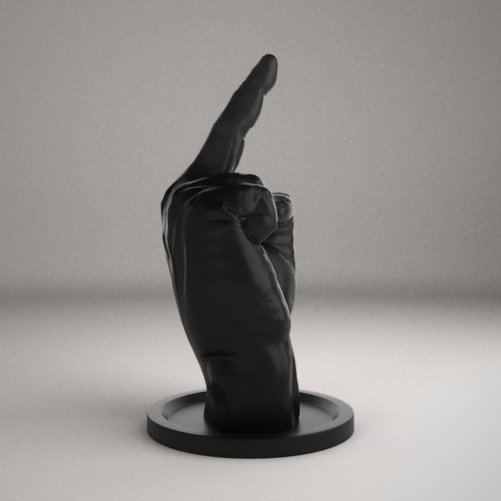 Middle Finger Sculpture - STL File 3D print model_6