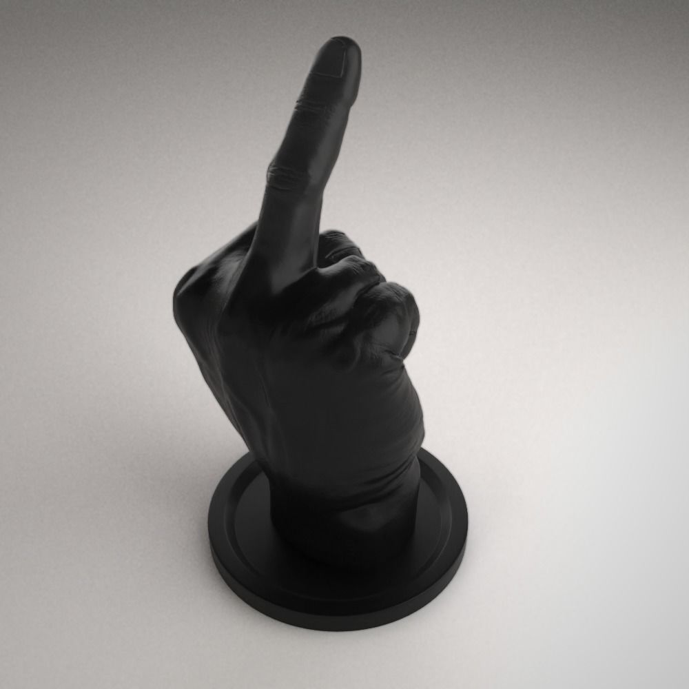 Middle Finger Sculpture - STL File 3D print model_12