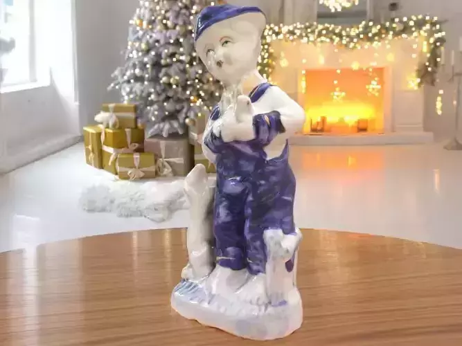 Boy Dog Statue lowpoly Ornament figurine 