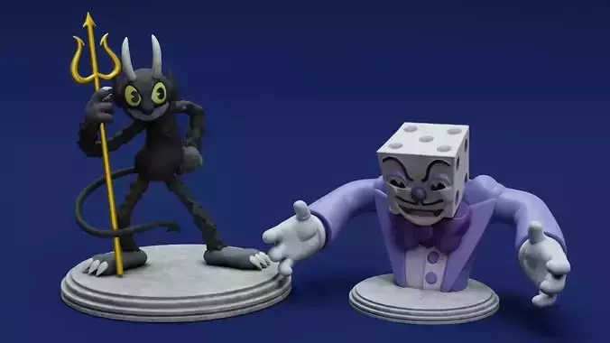 Cuphead Dice King and The Devil 3D print model