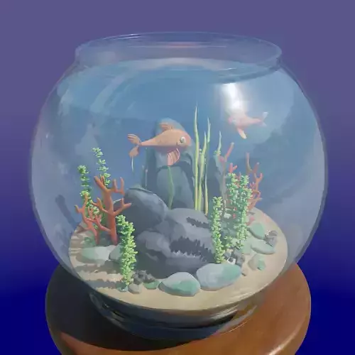 Aquarium with fish lOW POLY GAME ready 