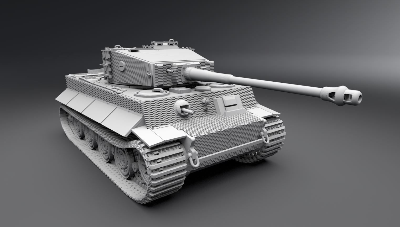 Tiger Late Zimmerit Scale model 3D print model_4