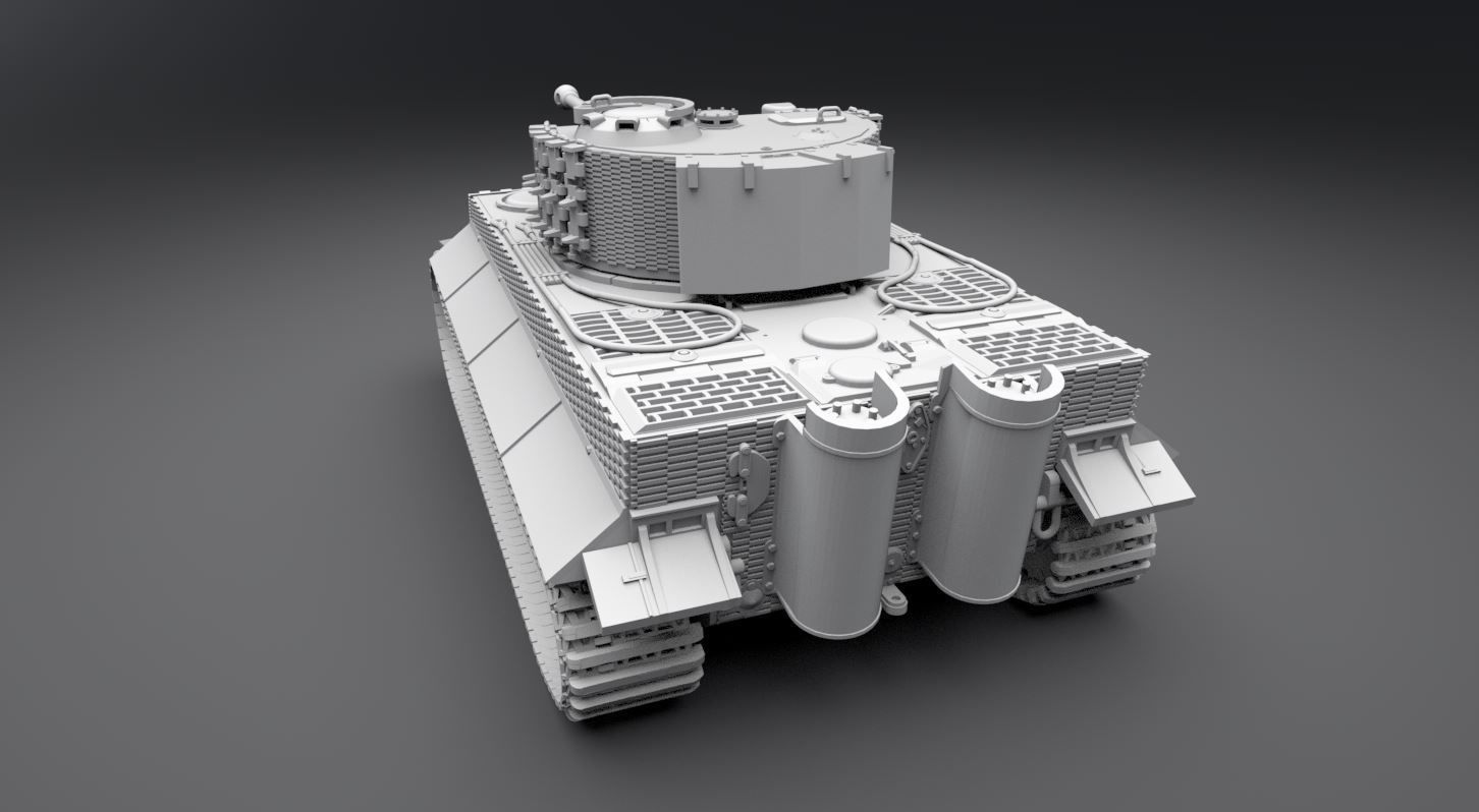 Tiger Late Zimmerit Scale model 3D print model_2