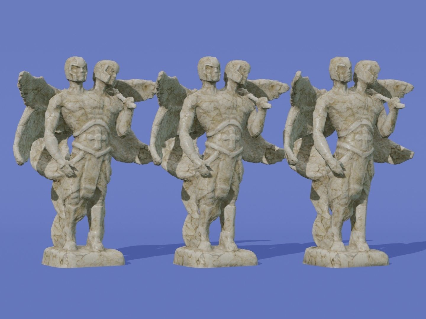 Angel Avatar Idol Statue Low-poly 3D model_7