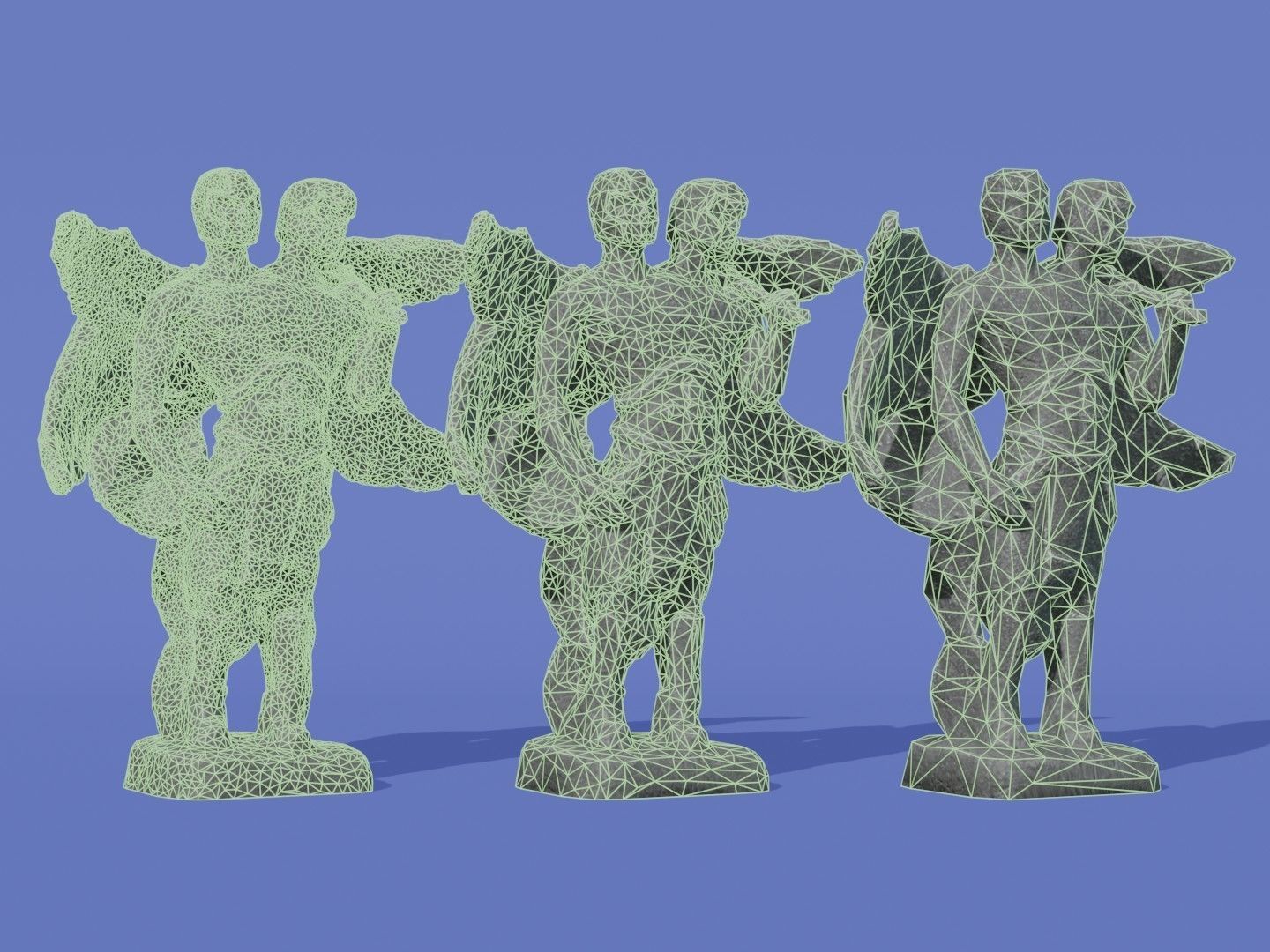 Angel Avatar Idol Statue Low-poly 3D model_6