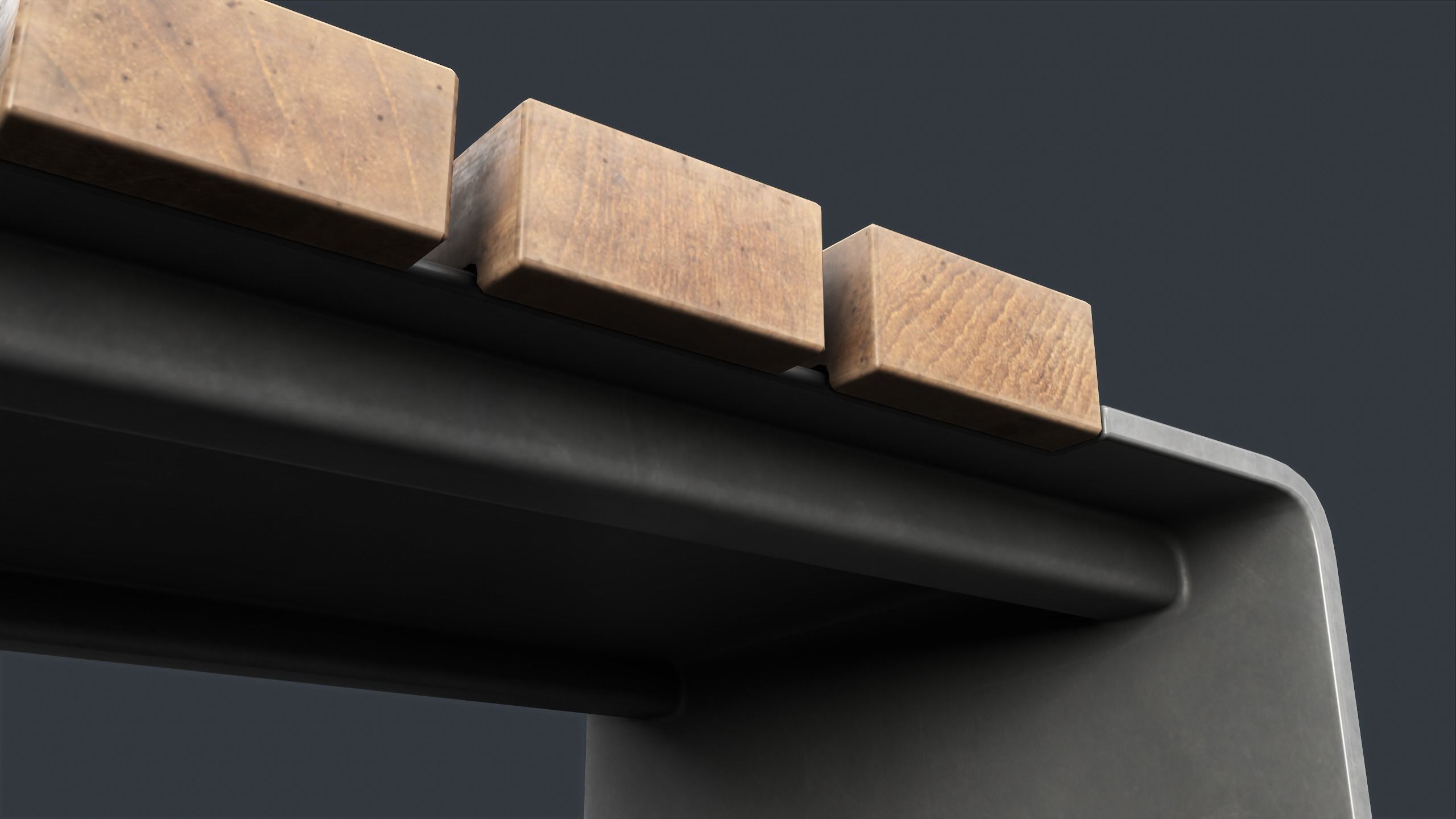 Modern Outdoor Bench 4 PBR Game Ready Low-poly 3D model_5