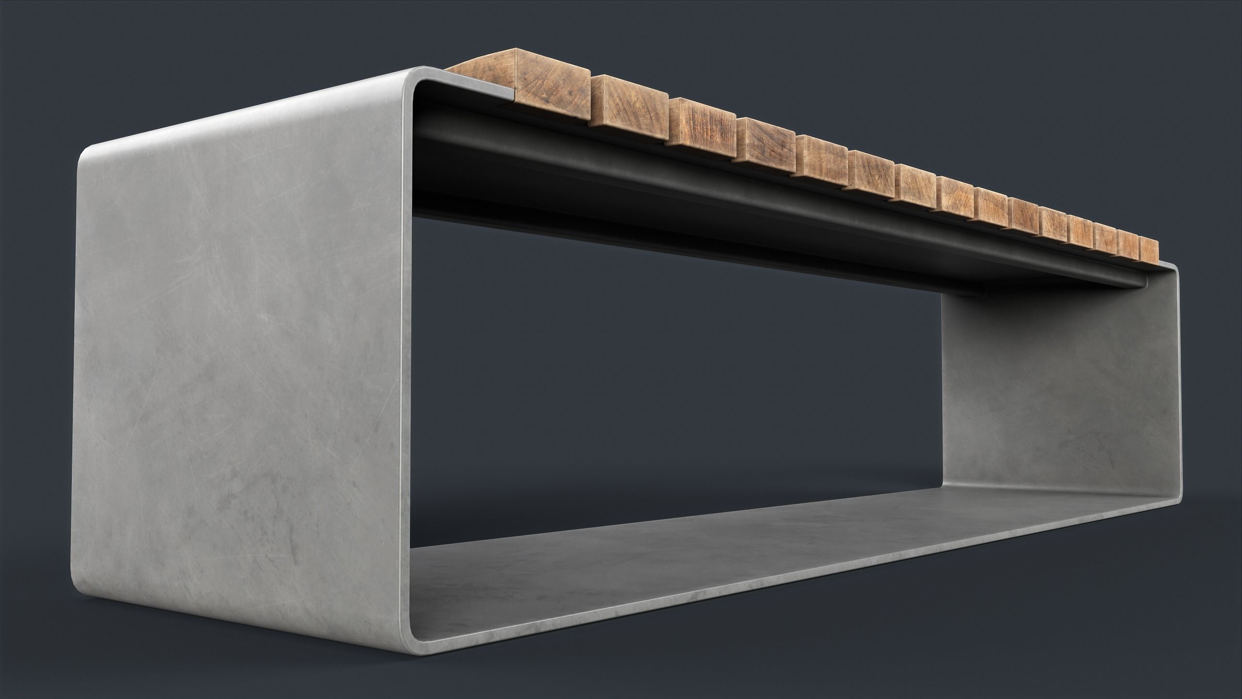 Modern Outdoor Bench 4 PBR Game Ready Low-poly 3D model_4