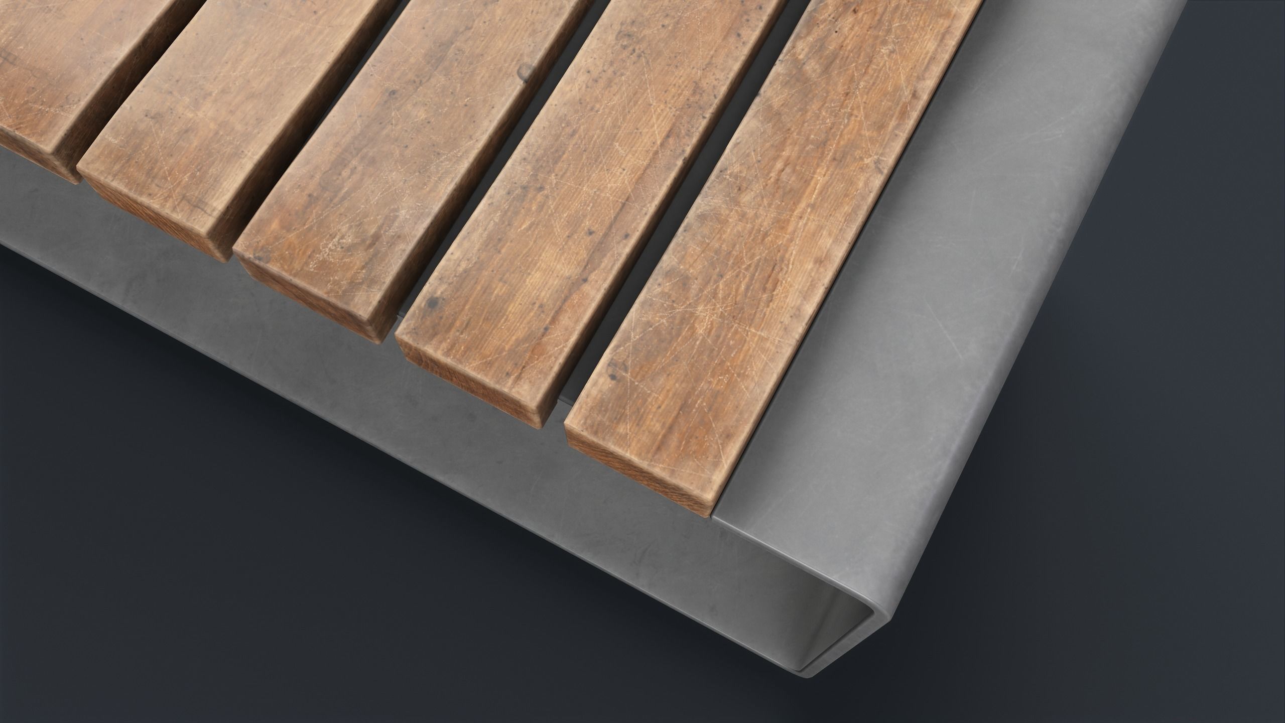 Modern Outdoor Bench 4 PBR Game Ready Low-poly 3D model_2