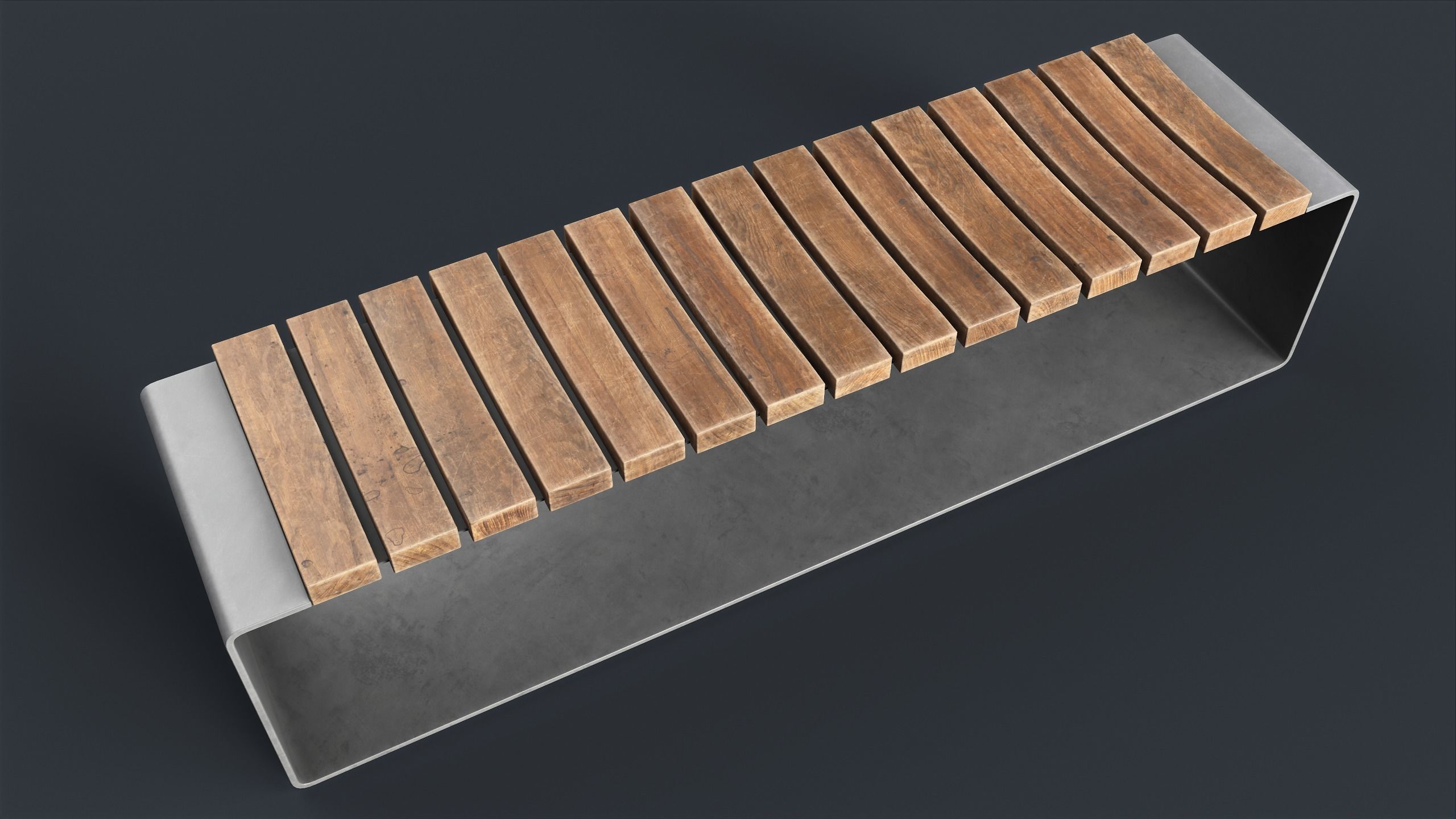 Modern Outdoor Bench 4 PBR Game Ready Low-poly 3D model_1