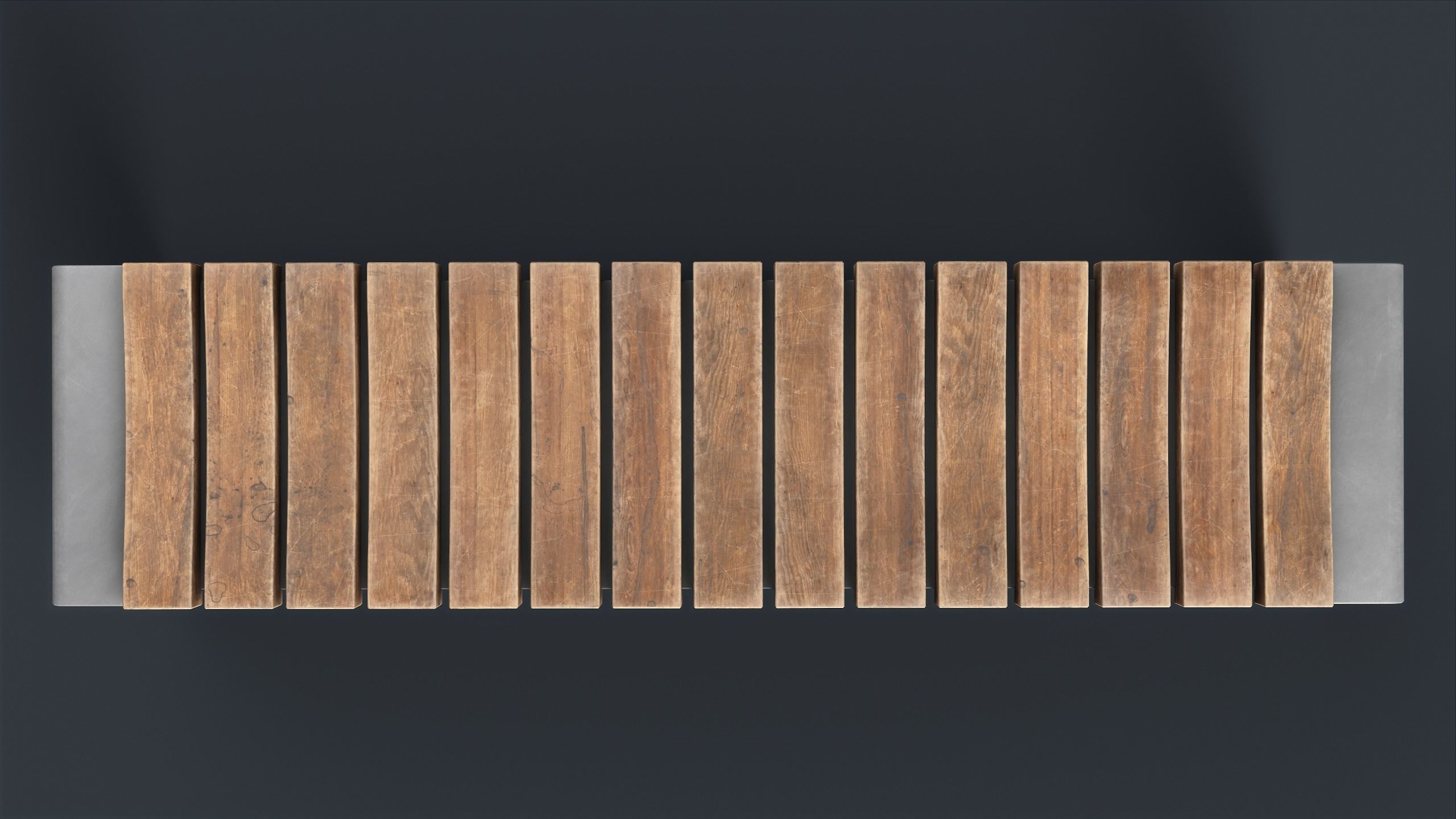 Modern Outdoor Bench 4 PBR Game Ready Low-poly 3D model_8