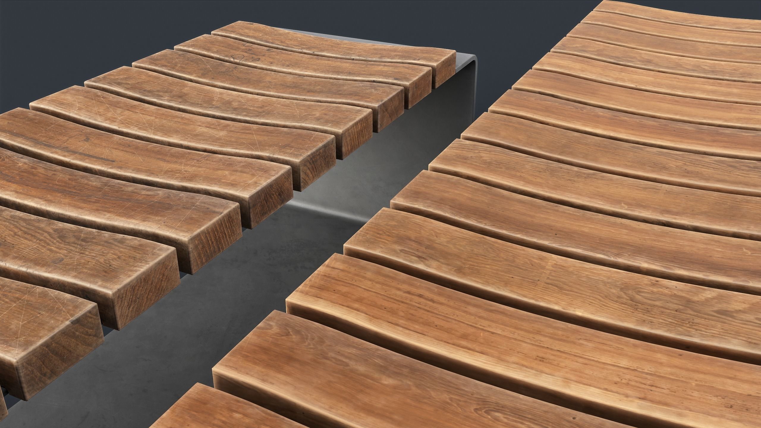 Modern Outdoor Bench 4 PBR Game Ready Low-poly 3D model_12