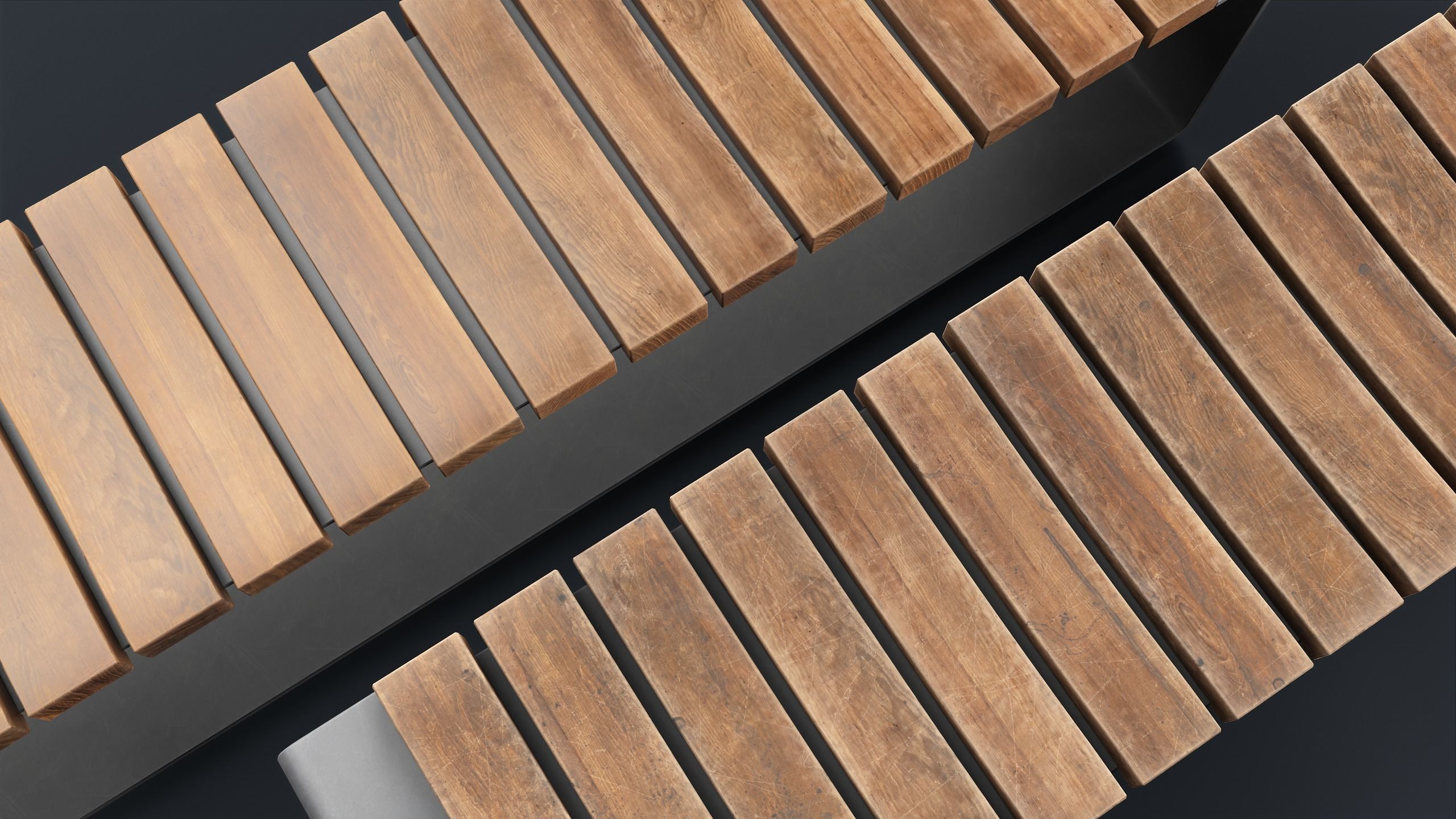 Modern Outdoor Bench 4 PBR Game Ready Low-poly 3D model_11