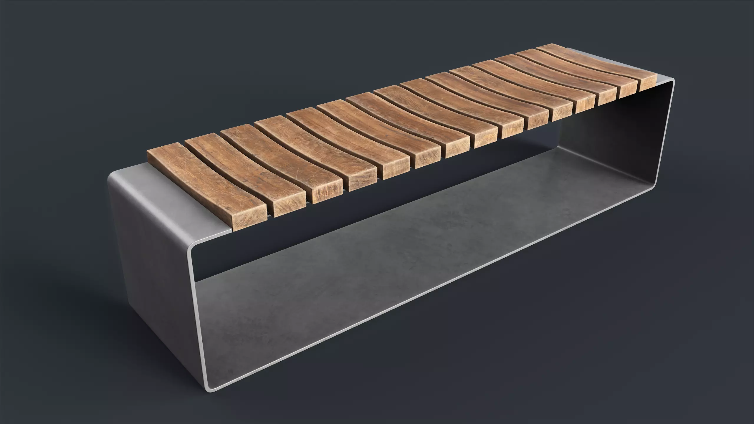 Modern Outdoor Bench 4 PBR Game Ready Low-poly 3D model_0