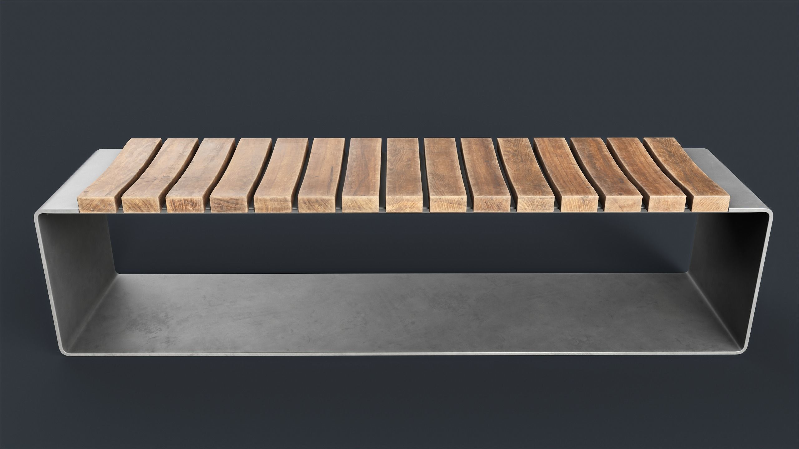 Modern Outdoor Bench 4 PBR Game Ready Low-poly 3D model_7