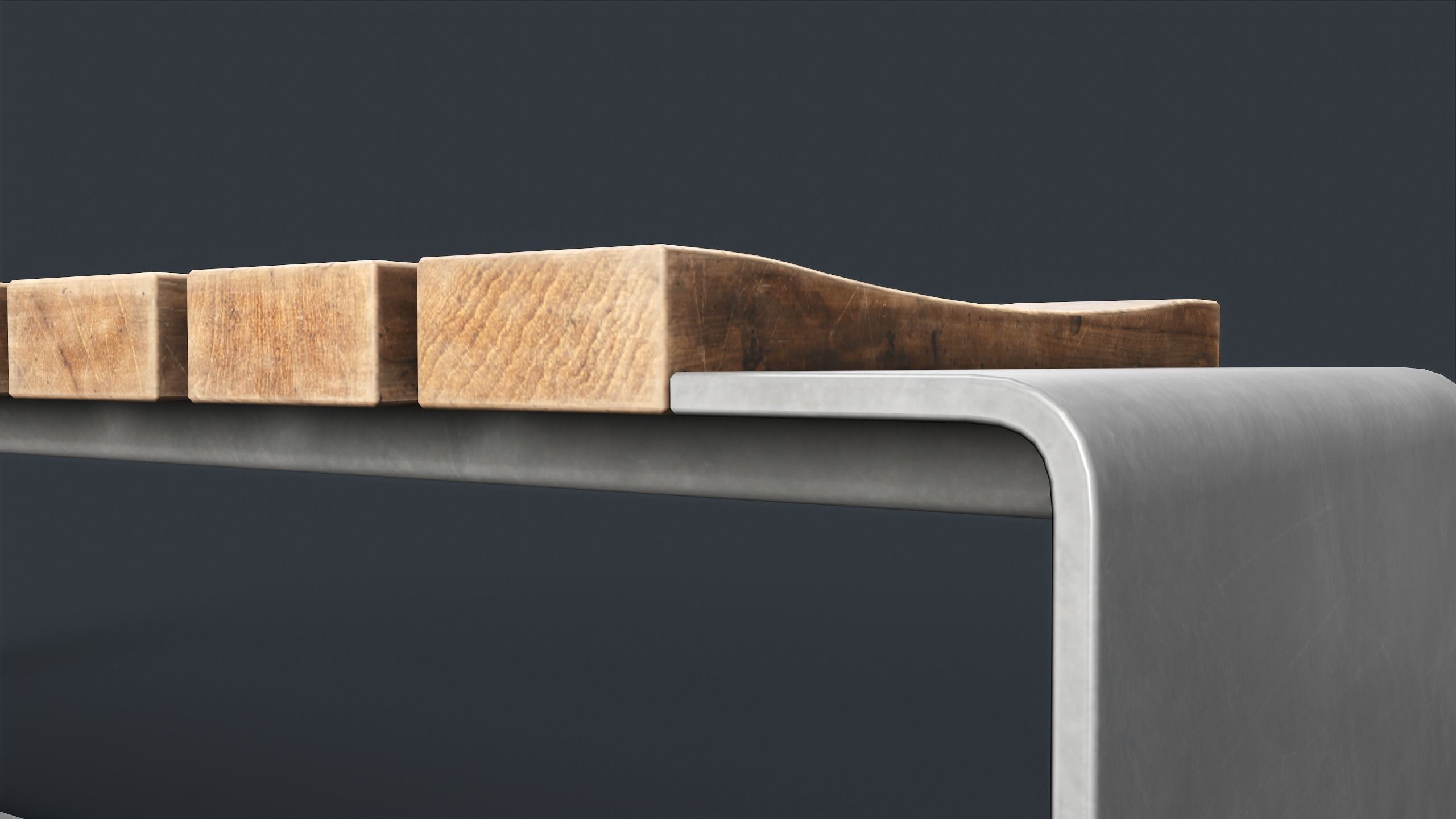 Modern Outdoor Bench 4 PBR Game Ready Low-poly 3D model_6