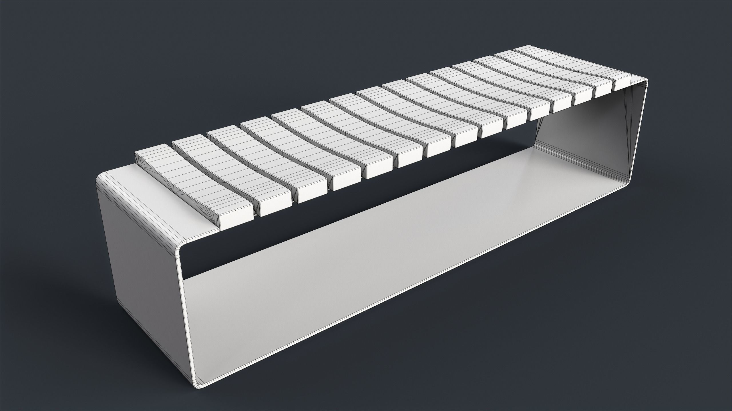 Modern Outdoor Bench 4 PBR Game Ready Low-poly 3D model_14