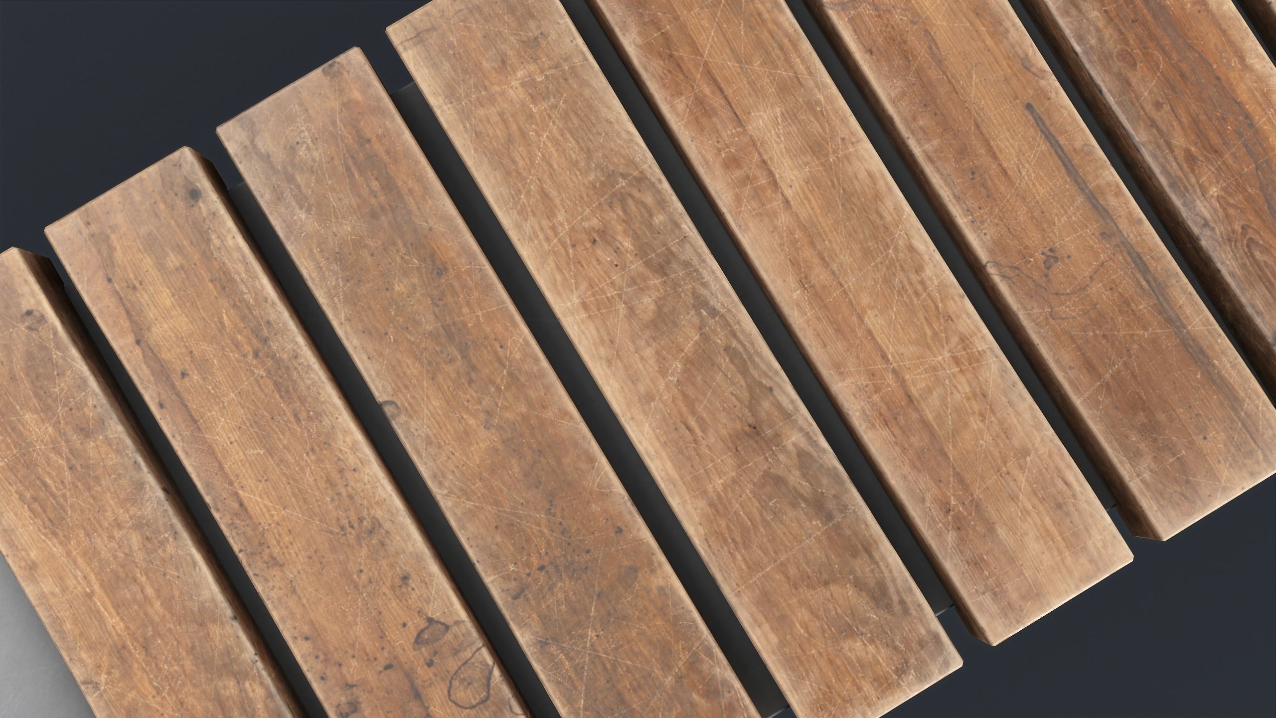 Modern Outdoor Bench 4 PBR Game Ready Low-poly 3D model_3