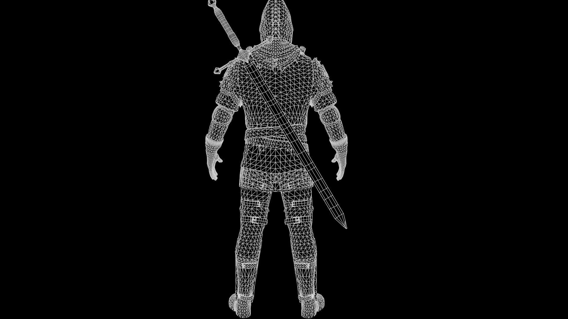 Mercenary warrior Low-poly 3D model_37