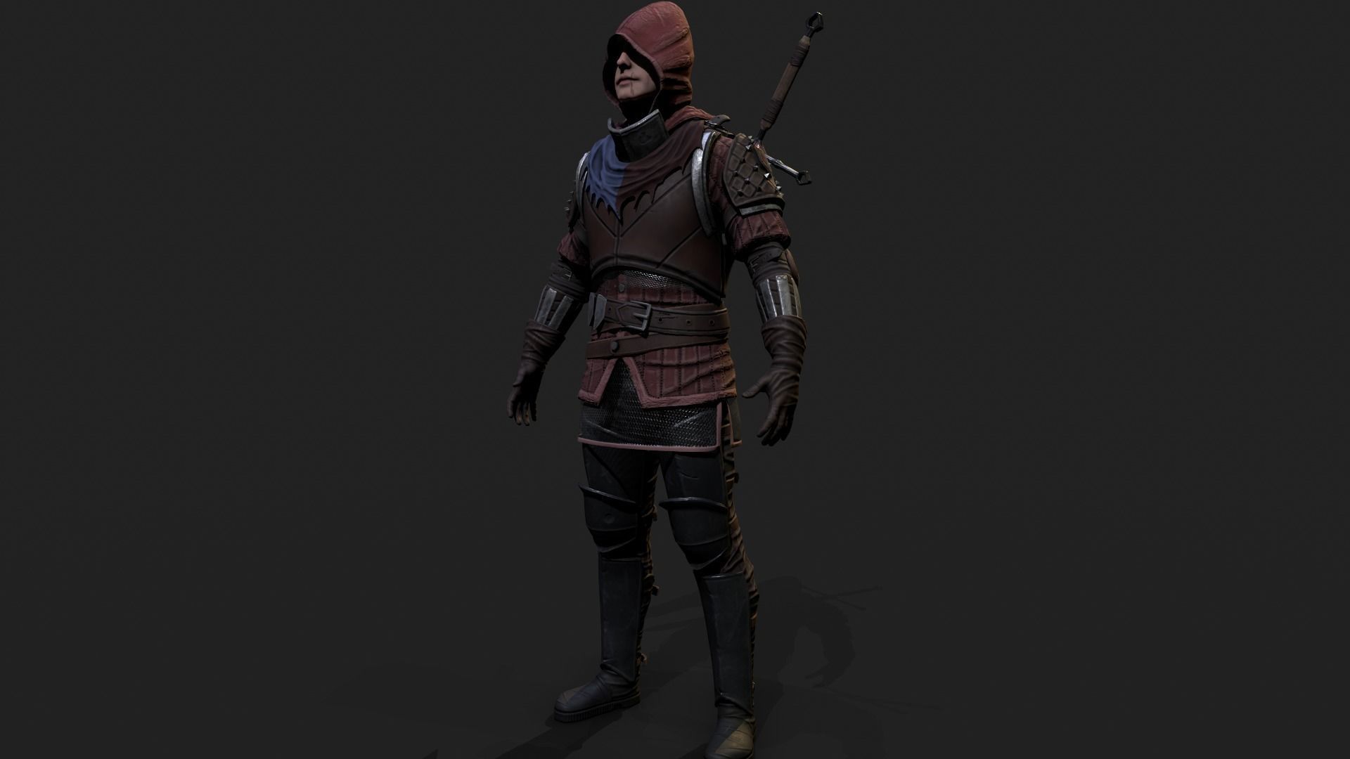 Mercenary warrior Low-poly 3D model_22