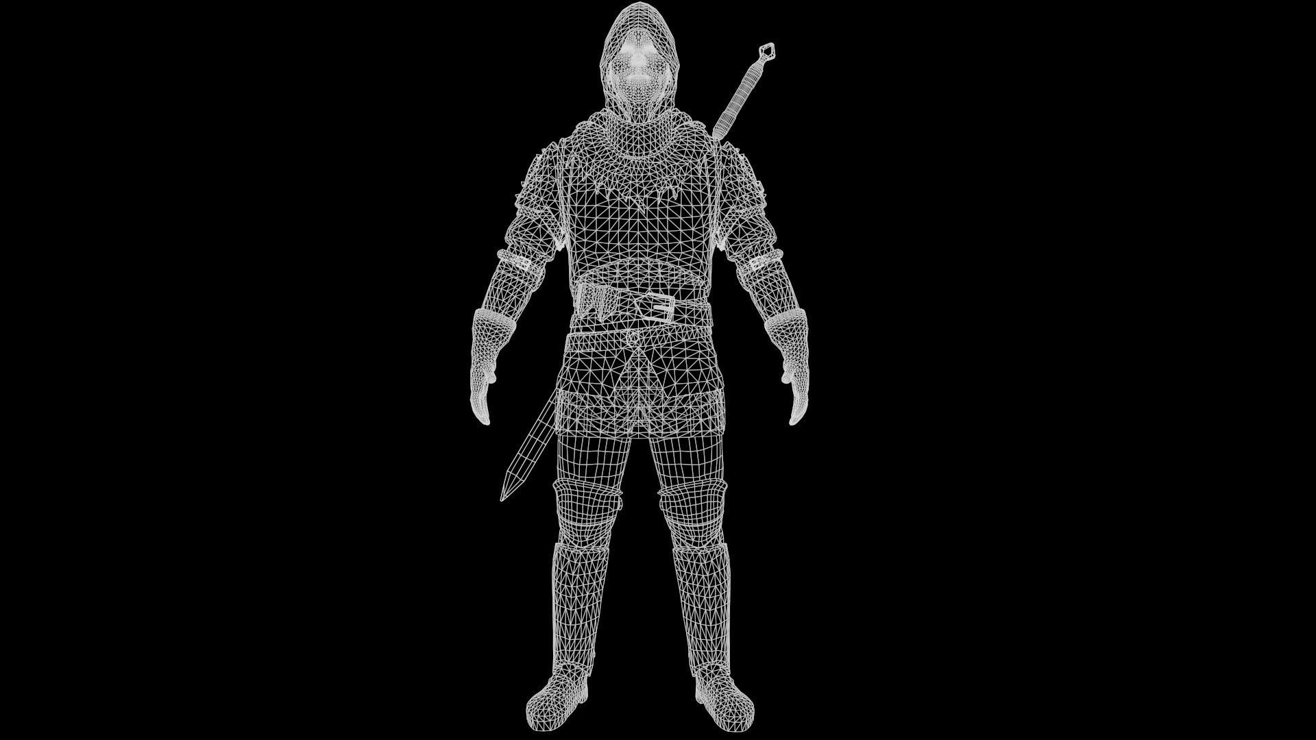 Mercenary warrior Low-poly 3D model_32