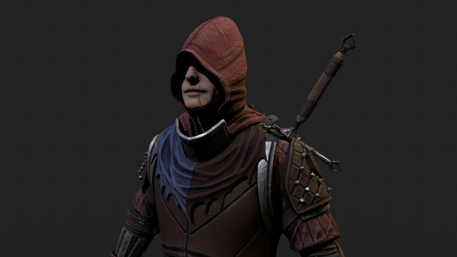 Mercenary warrior Low-poly 3D model_5