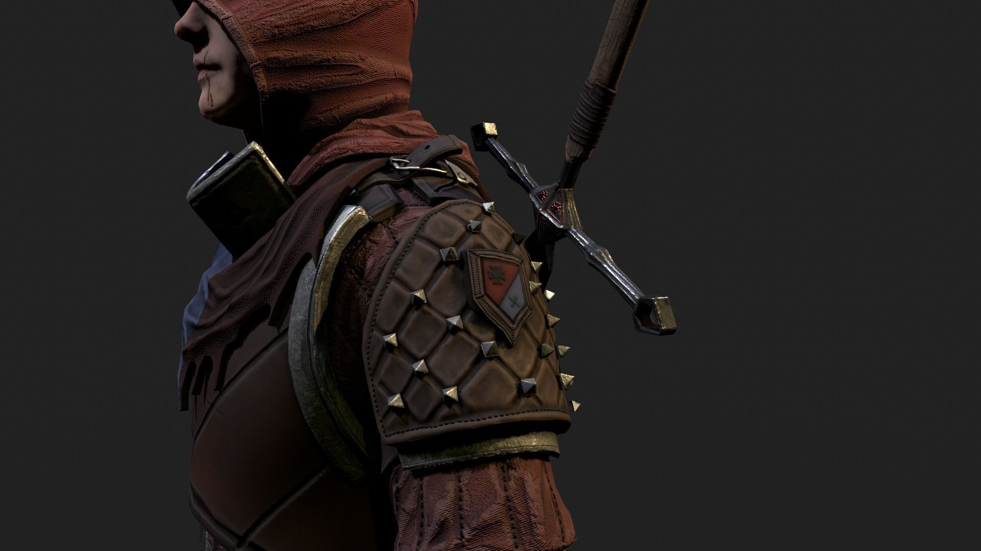 Mercenary warrior Low-poly 3D model_6