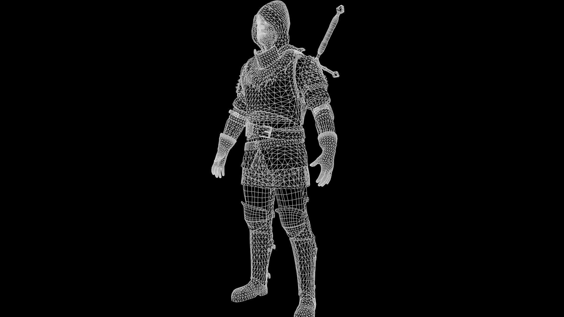 Mercenary warrior Low-poly 3D model_41