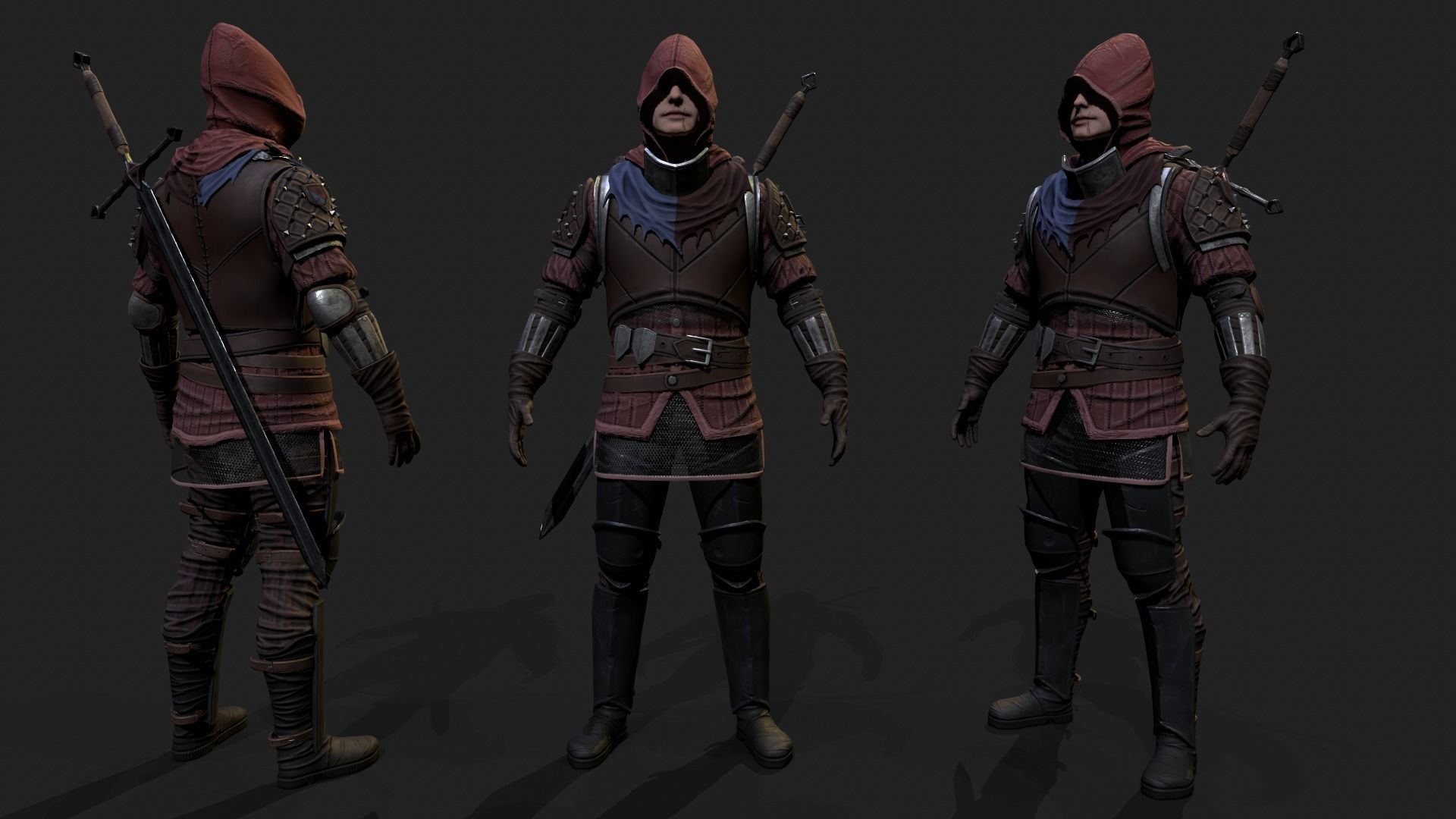 Mercenary warrior Low-poly 3D model_3