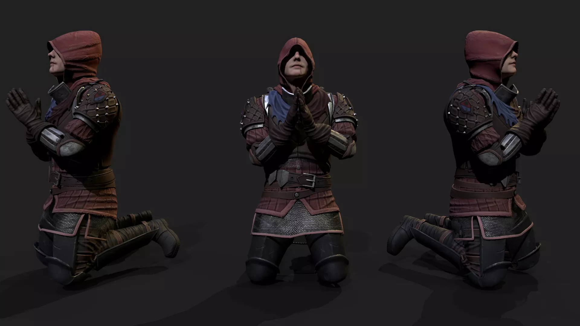 Mercenary warrior Low-poly 3D model_0