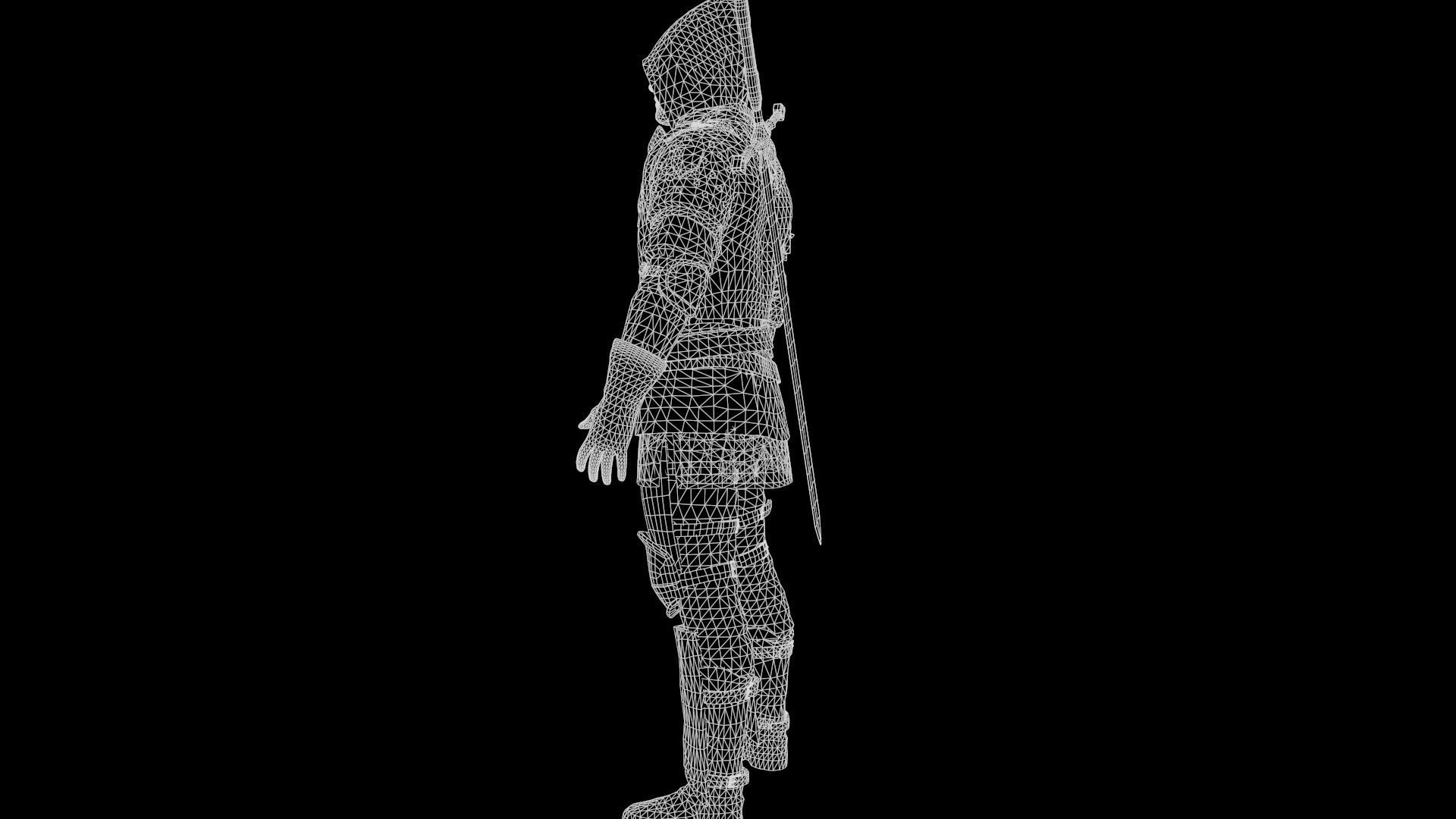 Mercenary warrior Low-poly 3D model_39