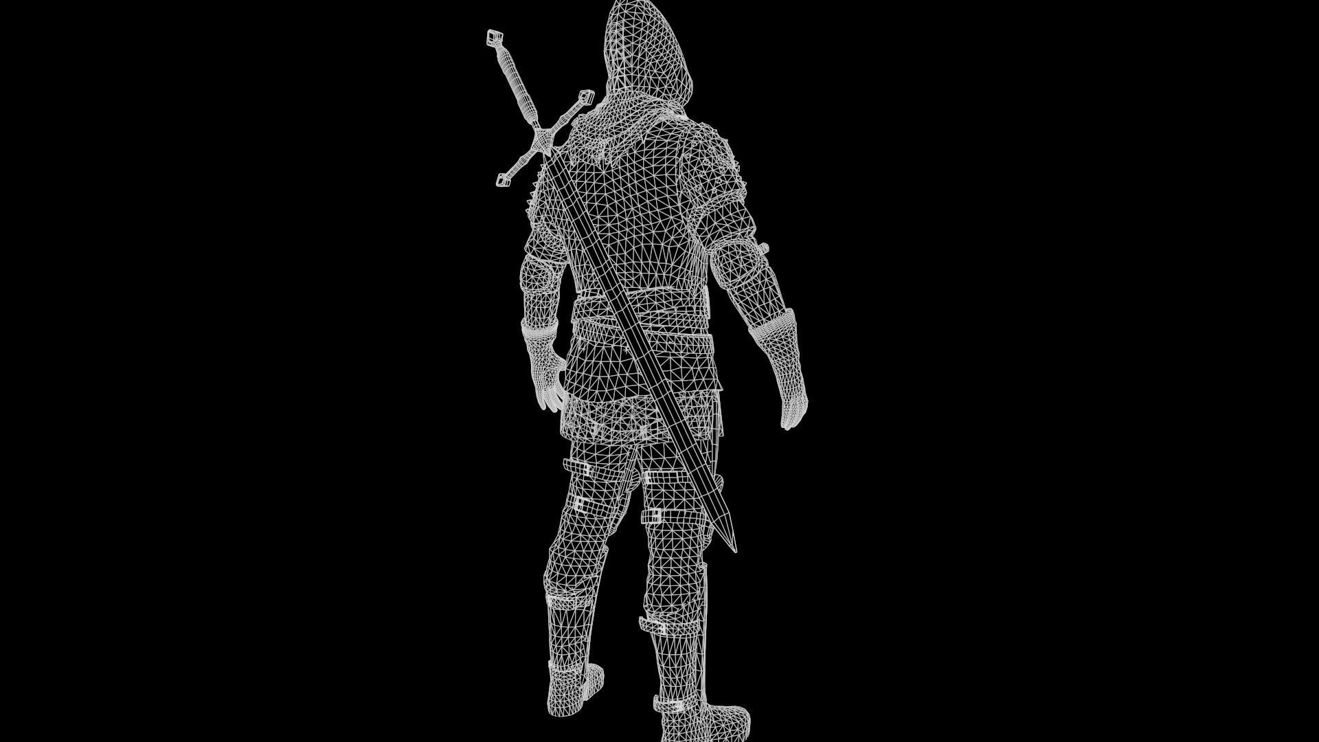 Mercenary warrior Low-poly 3D model_36