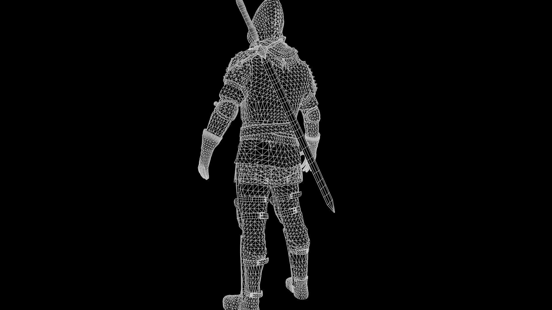 Mercenary warrior Low-poly 3D model_38