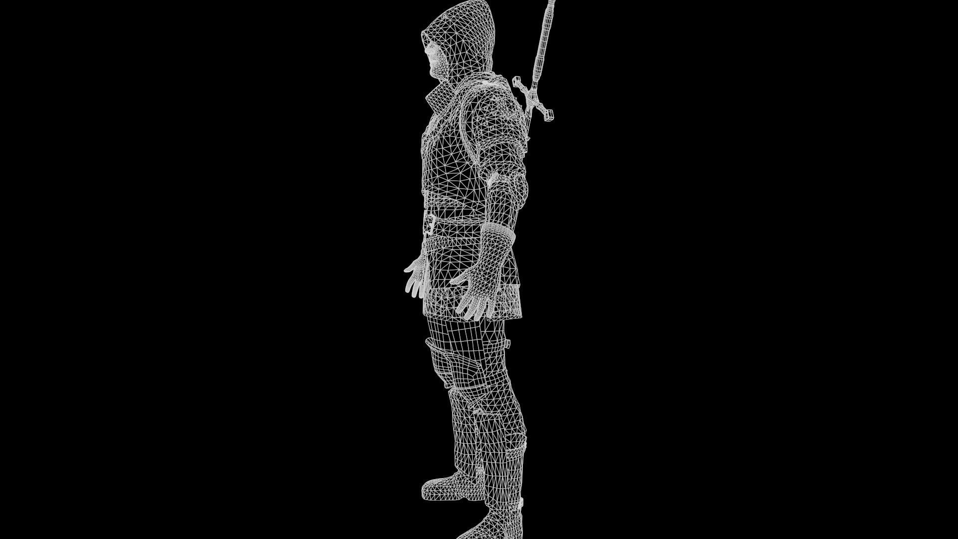Mercenary warrior Low-poly 3D model_40