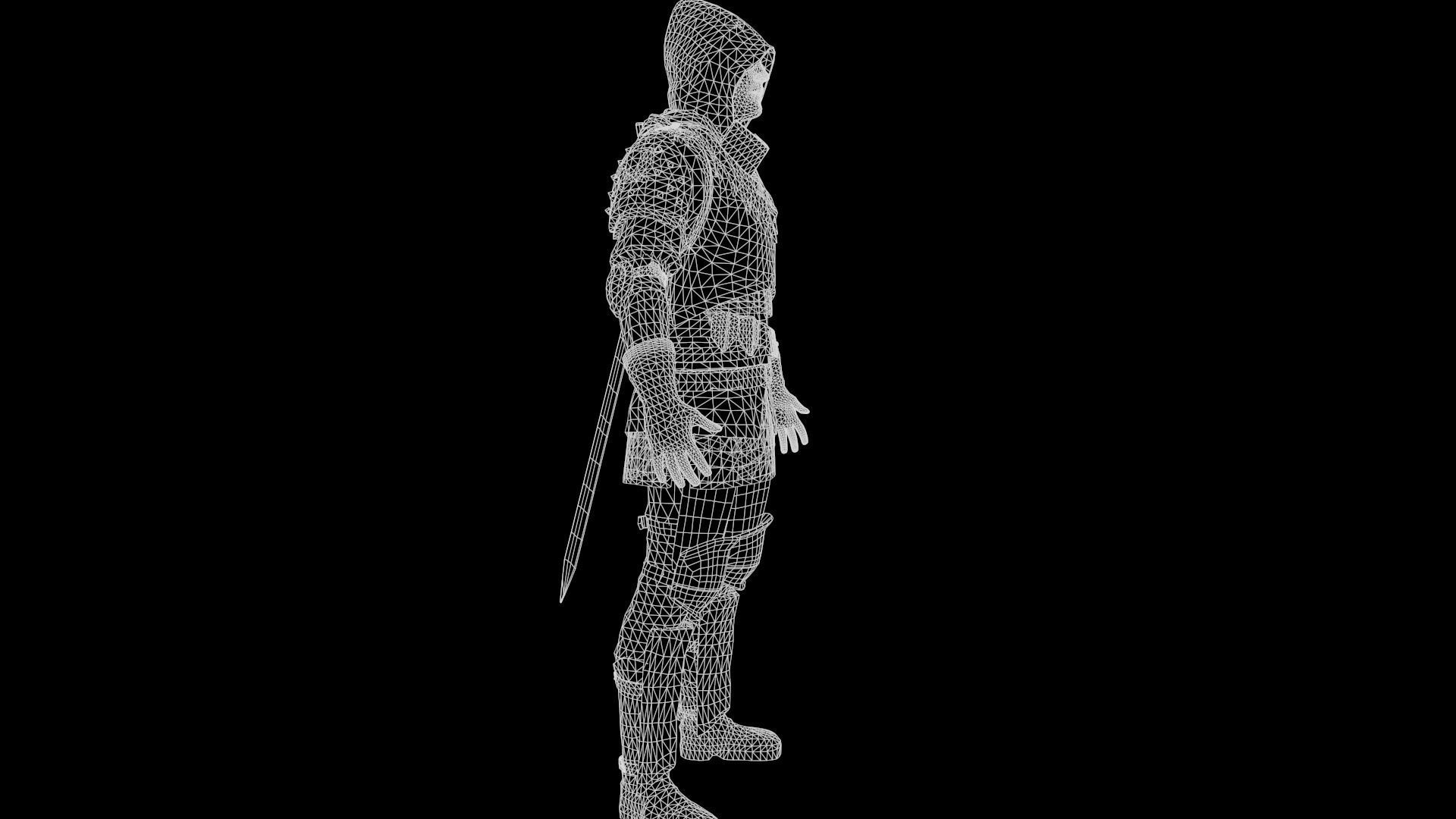 Mercenary warrior Low-poly 3D model_34