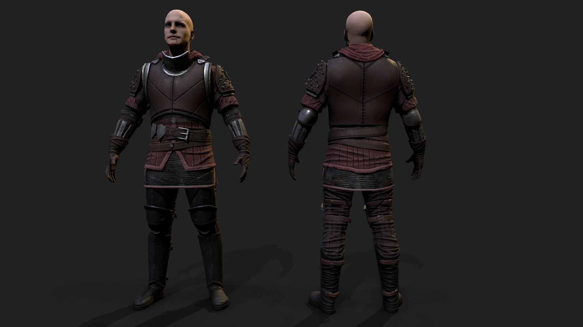 Mercenary warrior Low-poly 3D model_17
