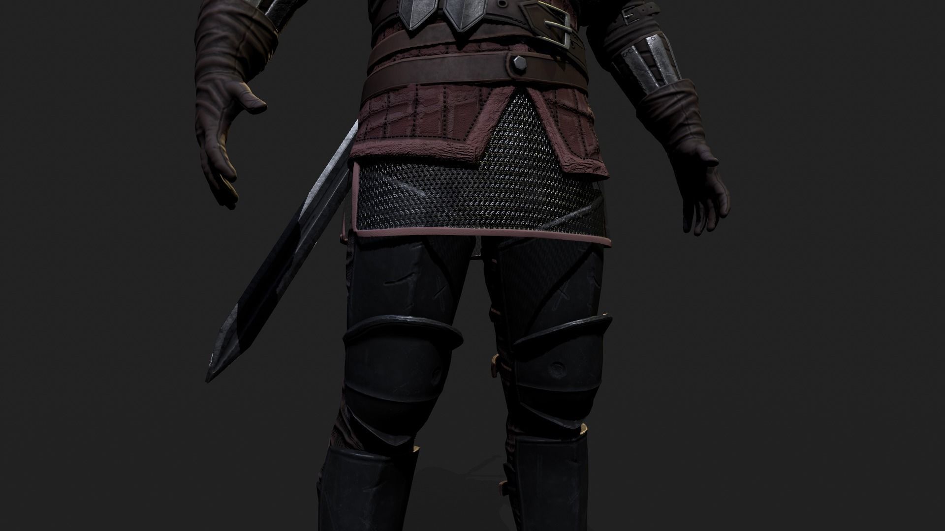 Mercenary warrior Low-poly 3D model_11