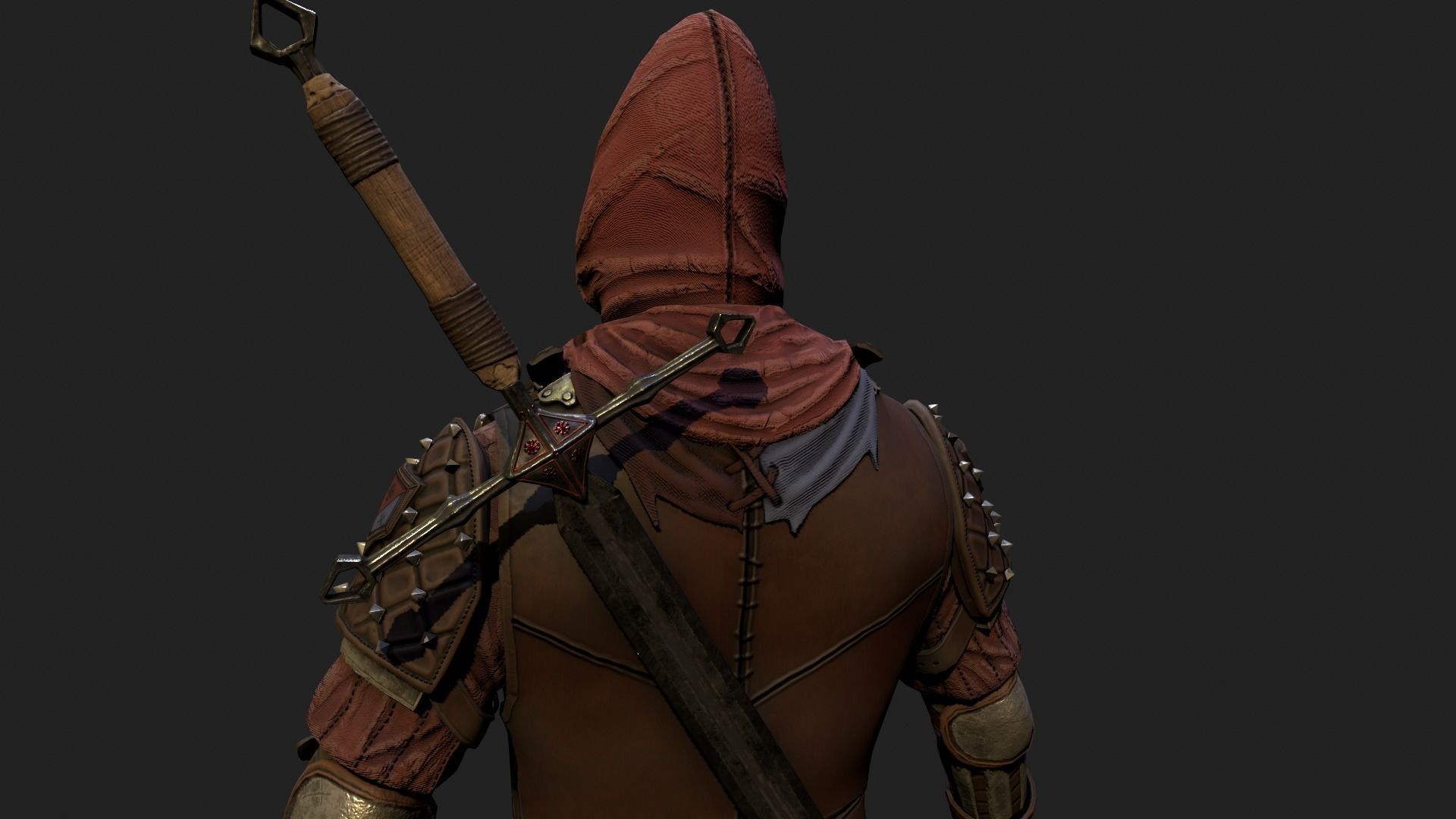 Mercenary warrior Low-poly 3D model_7