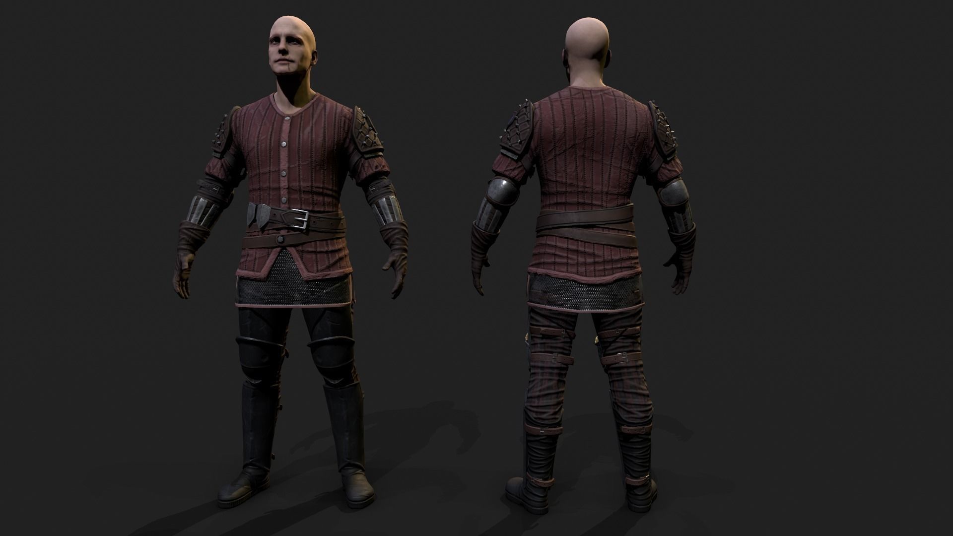 Mercenary warrior Low-poly 3D model_19