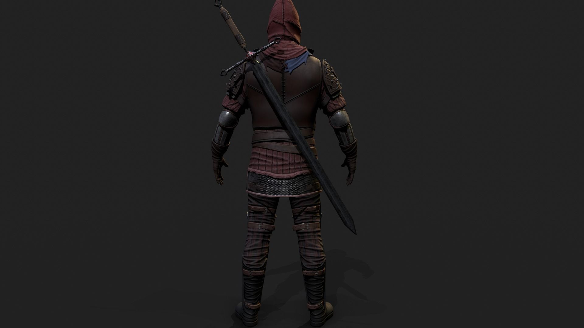 Mercenary warrior Low-poly 3D model_28
