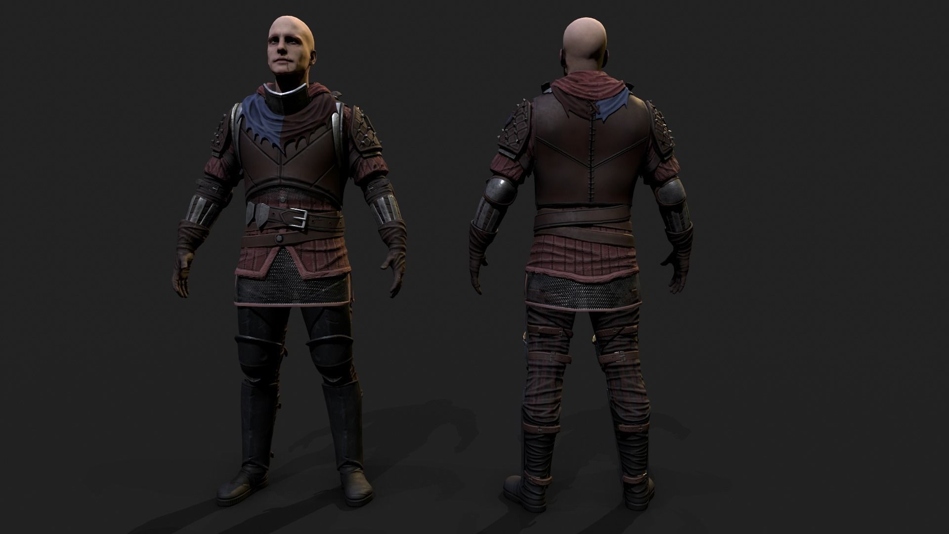 Mercenary warrior Low-poly 3D model_16