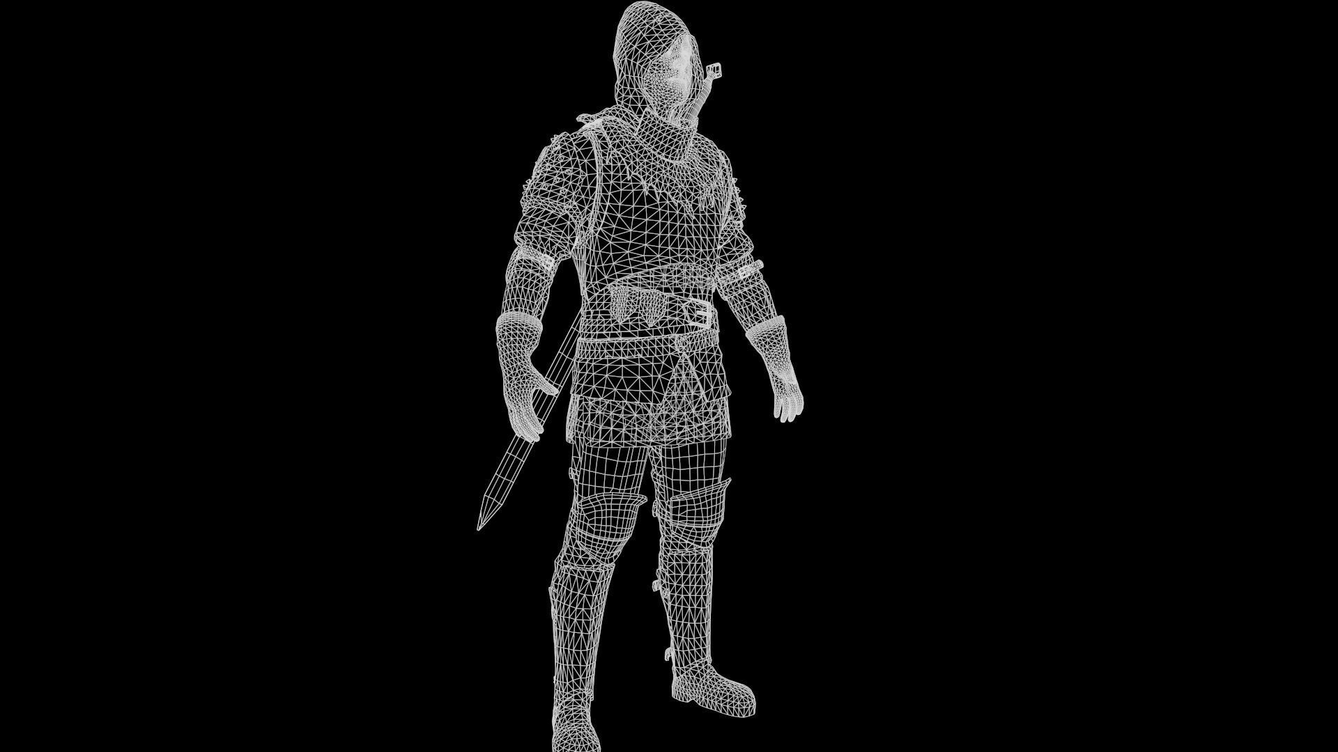 Mercenary warrior Low-poly 3D model_33