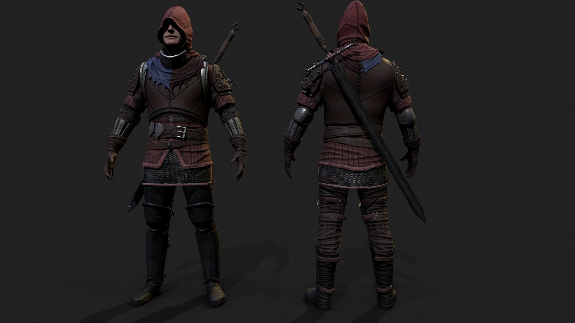 Mercenary warrior Low-poly 3D model_14