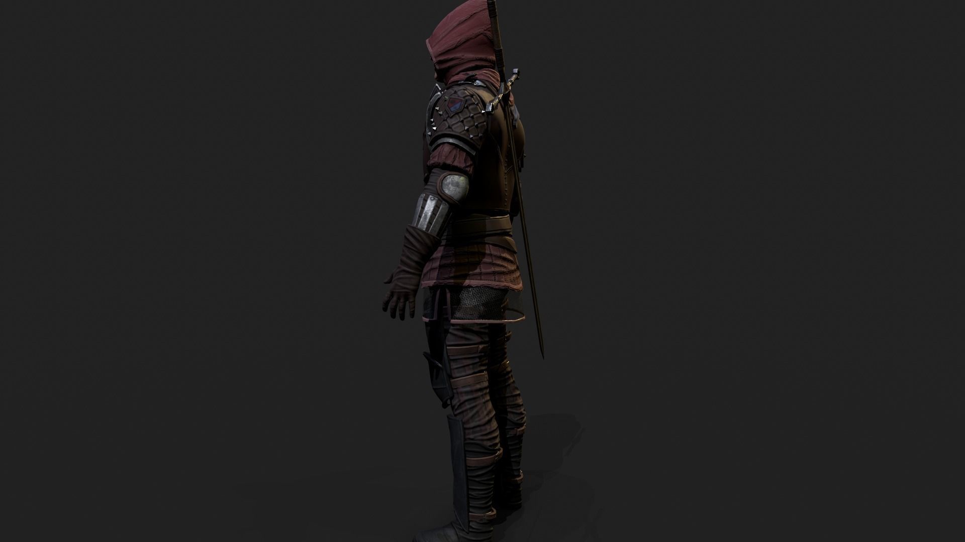 Mercenary warrior Low-poly 3D model_30