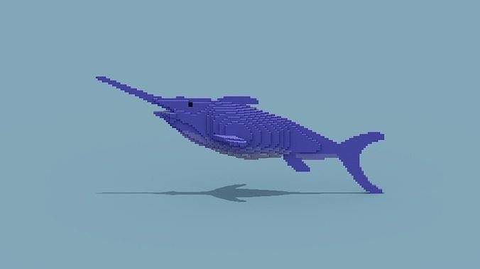 Voxel Swordfish Low-poly 3D model