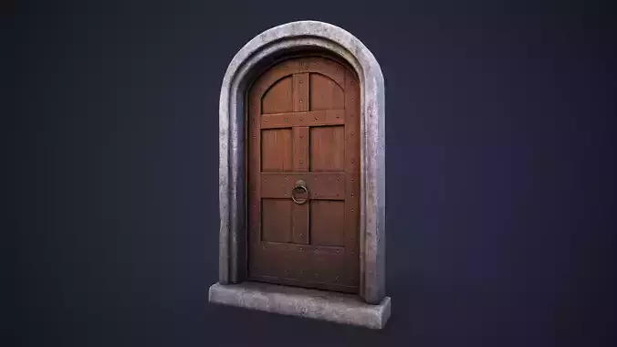 Old front small door Low-poly 3D model