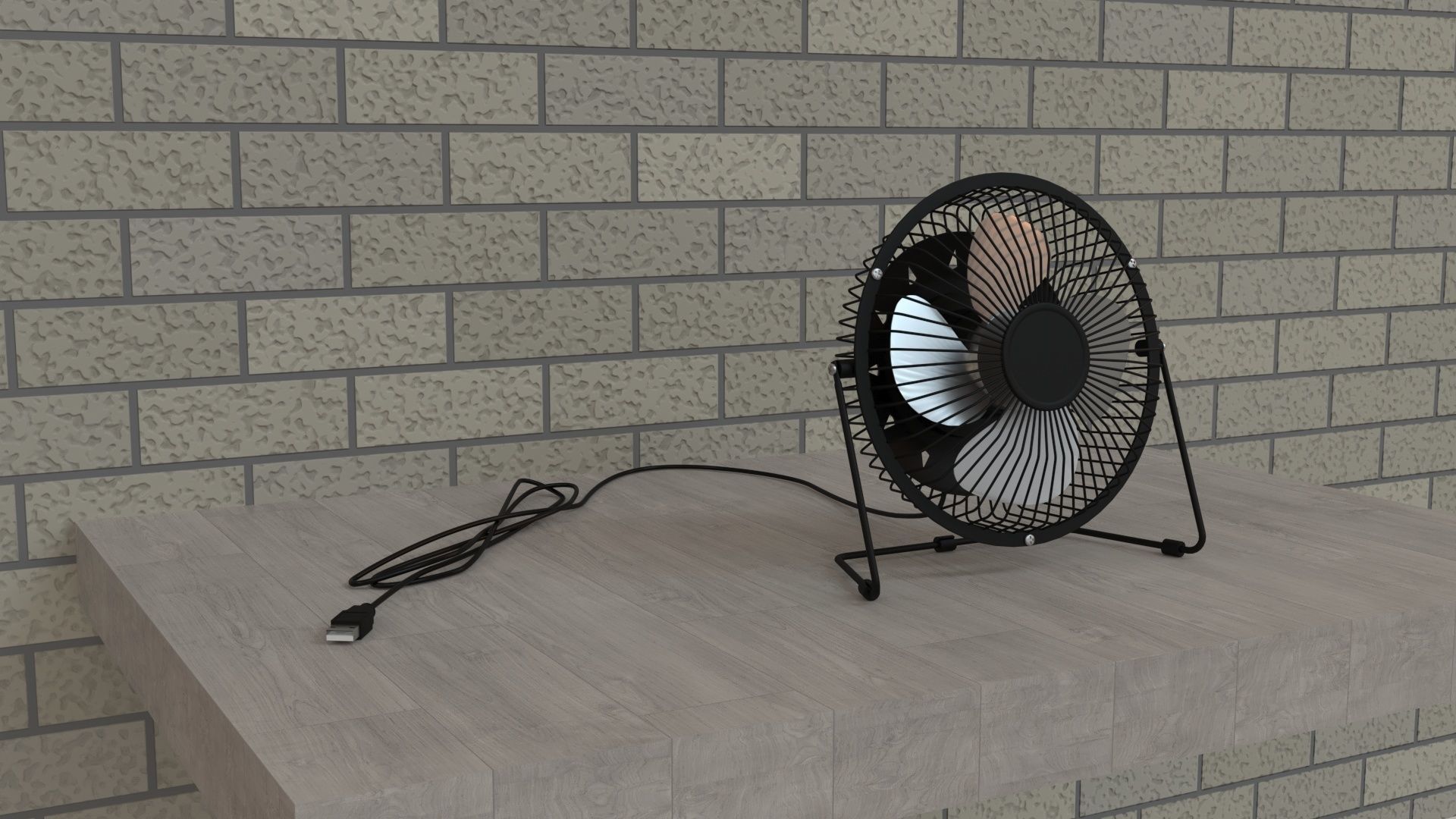 Table little fan 3d model Low-poly 3D model_13