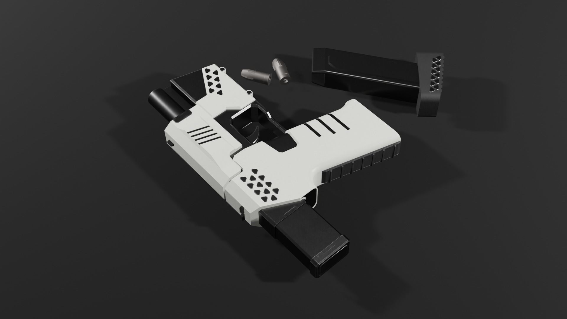 Sci-fi pistol Free low-poly 3D model_7