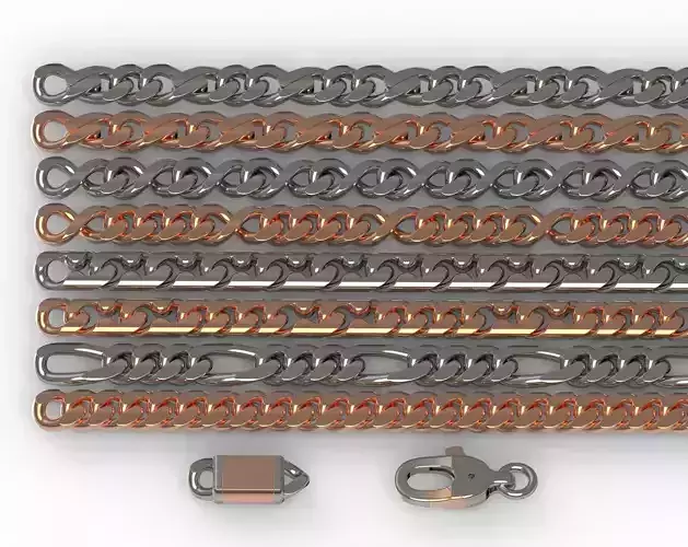 CUBAN LINK CHAIN BRACELET SET2 3D print model